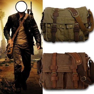 canvas and leather messenger bag