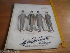 1896-97 Mens Fashion suit Salesman Sample page Morris Woolen Chicago 14x15.5 B