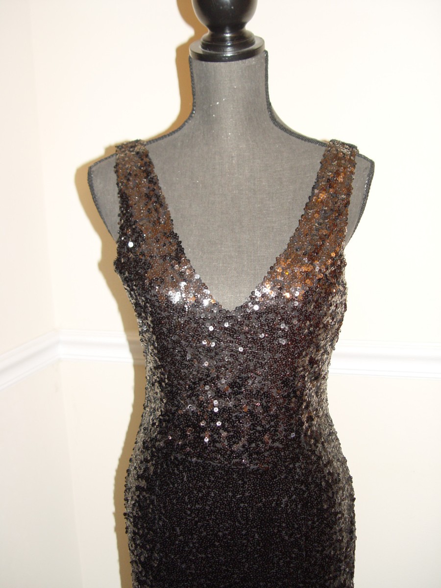 french connection sequin maxi dress French Connection Beatrice Sequin Rosette Maxi Dress In Brown Sequin