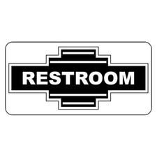 Restroom Black Retro Vintage Style Metal Sign - 8 In X 12 In With Holes