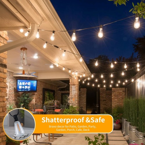 St38 Stringa Luci LED 100FT Spina da Esterno 2700K 50+4Lampadine IP65Impermeabile IP65 - Foto 10 di 11
