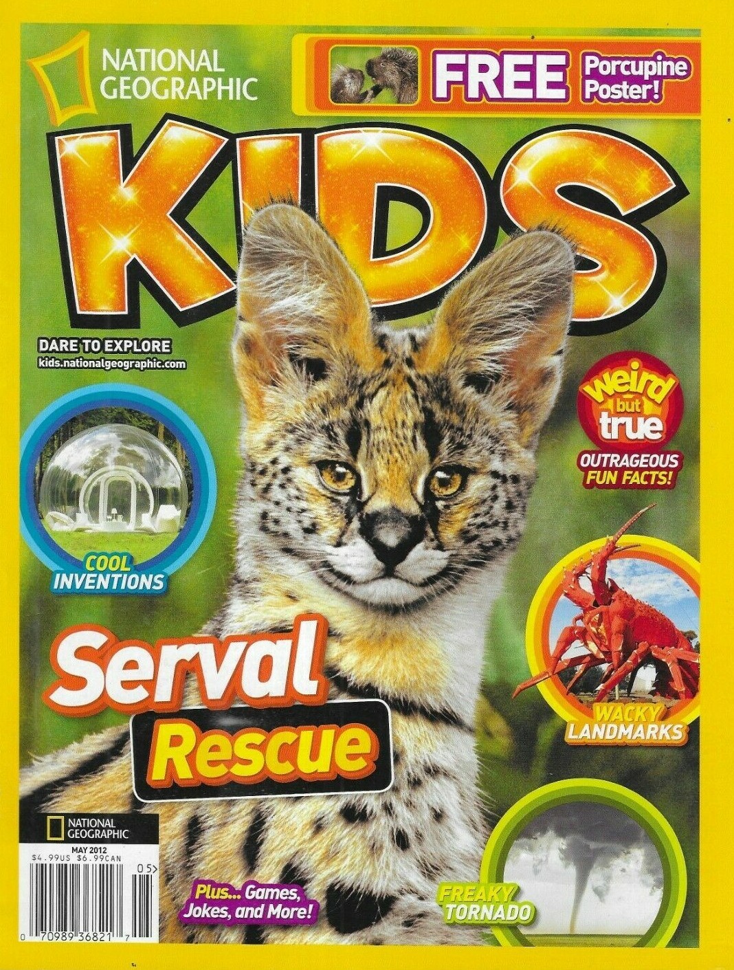 National Geographic Kids Magazine Serval Rescue Wacky Landmarks Inventions 2012