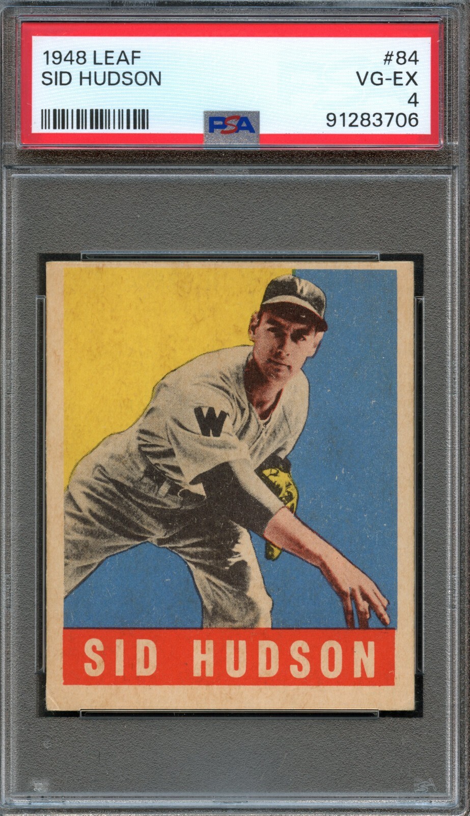 BB - 1948 Leaf - #84 - Sid Hudson - PSA 4 - VG-EX