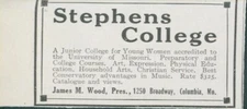 1914 Stephens College Columbia Missouri James M Wood President Ad CO8