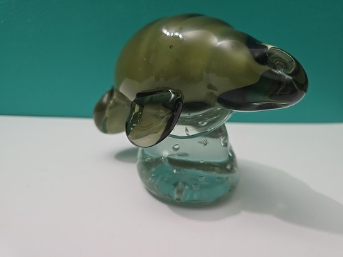 Vintage Art Glass Manatee Hand Blown Sculpture Sea Cow Sirenia Paperweight - Picture 3 of 10