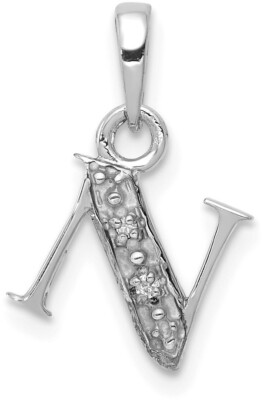 10K White Gold Initial N Pendant