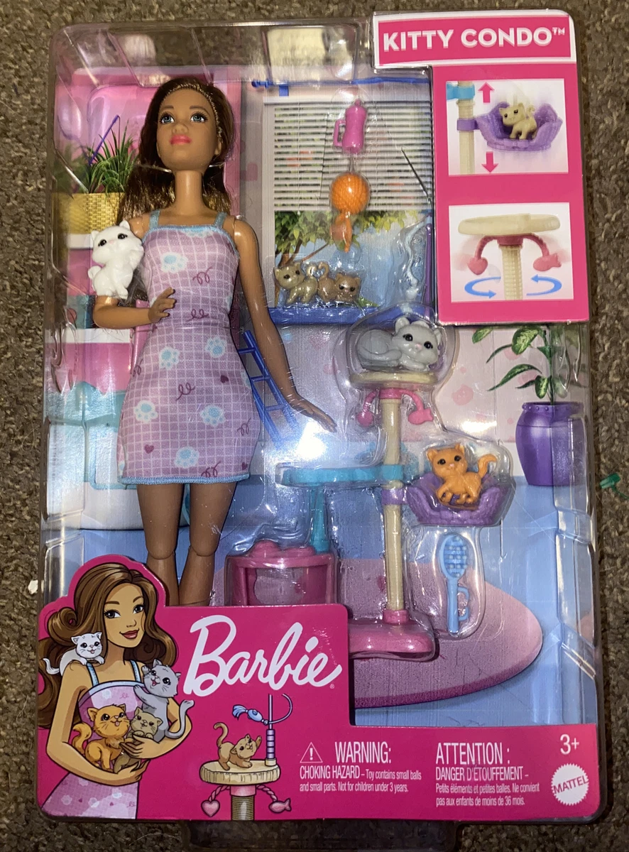 Barbie - Poupée et animaux de compagnie Kitty Condo et accessoires