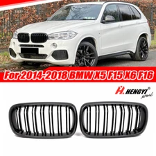 Dual Slats Front Kidney Grille For 2014-2018 BMW X5 F15 X6 F16 Carbon Fiber Look