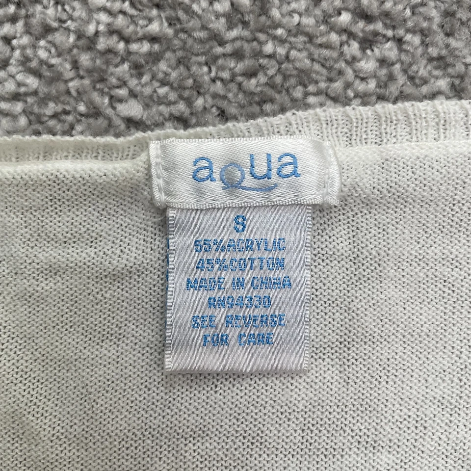 Camiseta regata Aqua By Bloomingdale's infantil meninas pequena malha branca Henley macia - Imagem 4 de 4