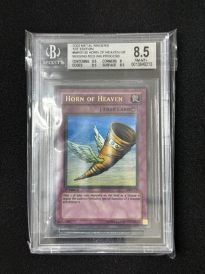 BGS 8.5 ERROR Yugioh Horn Of Heaven #MRD-130 Ultra Rare MISSING RED INK PROCESS