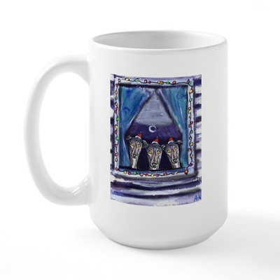 CafePress GREYHOUND WINDOW Christmas Li Large Mug (35571718)