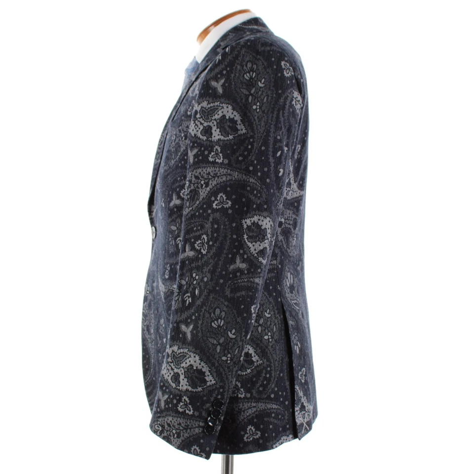 Abrigo deportivo Etro nuevo sin etiquetas mezcla de algodón/lino talla 50 (40 EE. UU.) en azul y gris cachemir Foto 4 de 4