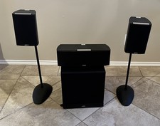 Jamo E600 Black Subwoofer, Center Speaker And (2) Bookshelf Speakers /stands