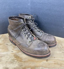 Chippewa 9D Handcrafted Brown Leather 6" Work Boots Vibram - Made In USA