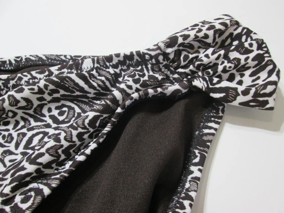 Mossimo Mujer Talla XL Bikini Parte Inferior Marrón/Blanco Hipster Acanalado Lateral Traje de Baño Foto 3 de 4