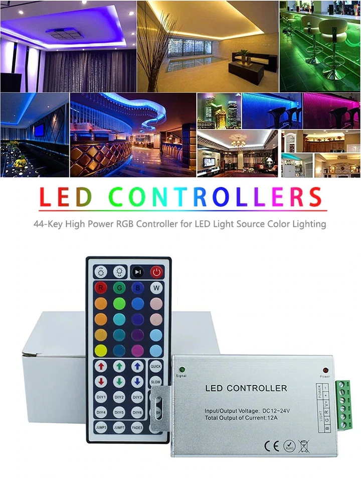 44 Key RF Remote Wireless RGB Controller DC 12V 24A for SMD 5050 3528 LED Strip - Image 2 of 4