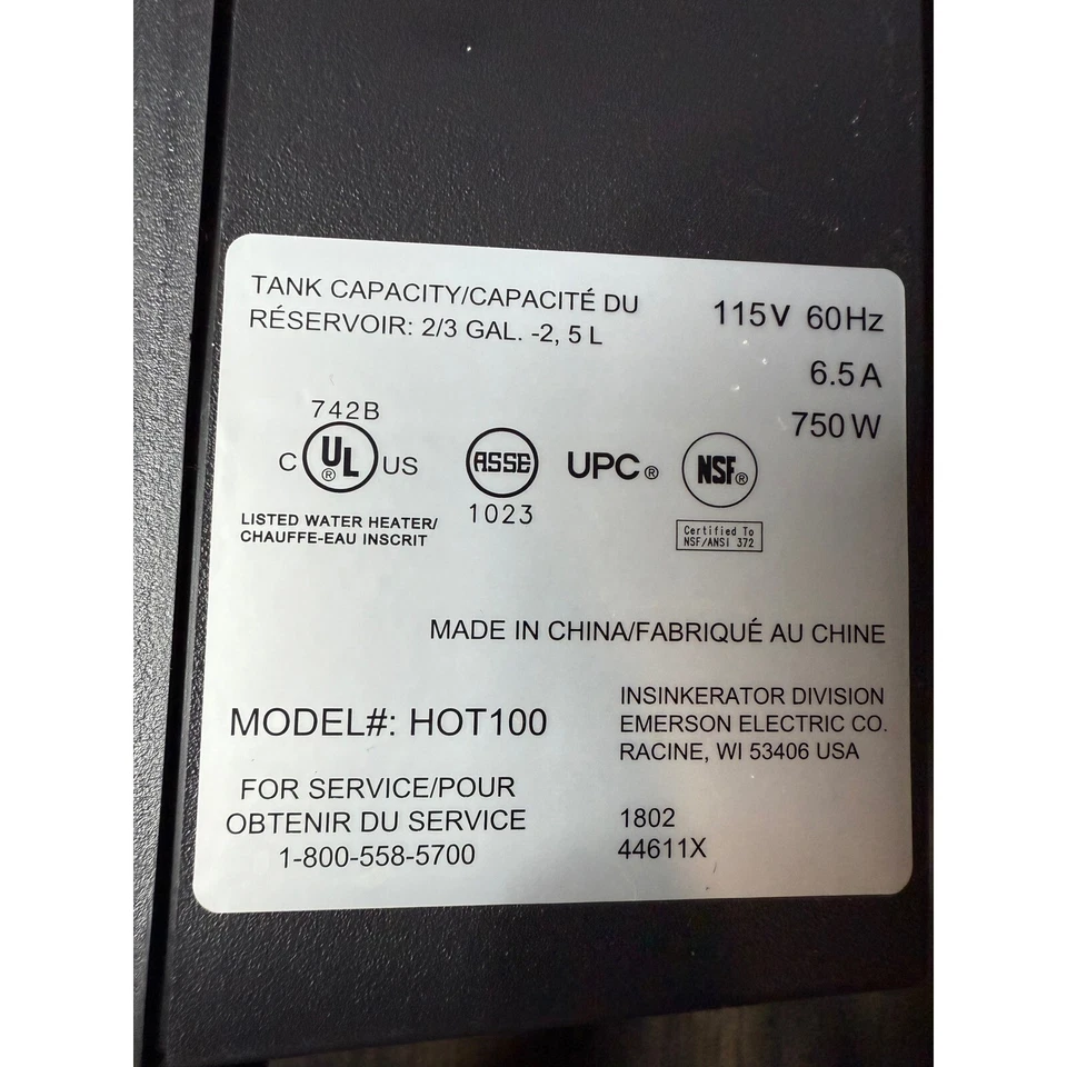 Tanque de agua caliente instantánea InSinkErator HOT100 temperatura ajustable 2/3 galones Foto 2 de 4