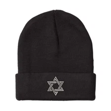 Beanies for Men Star of David Silver Embroidery Winter Hats Women Skull Cap