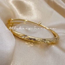 Kids Gold Filled Bangles  Children 22K Gold Filled Bracelet Adjustable