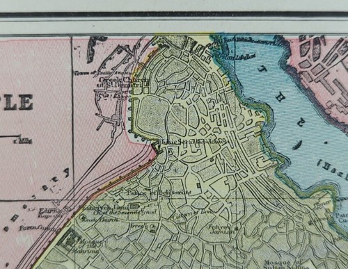 Vintage 1900 CONSTANTINOPLE Map 14"x11" ~ Old Antique Original ISTANBUL - Picture 5 of 19
