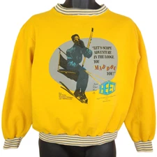 Vintage Ski Lift Sweatshirt Mens Size Medium 80s Downhill Skiing HEET Chocolate