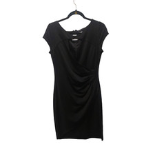 Y2K CACHE Little Black Cocktail Short Dress Surplice Wrap Size 10 M