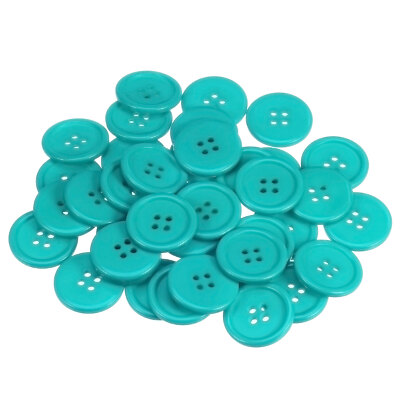 100 Stück 40L Nähen Knöpfe 1'' Harz Rund Flach 4-Loch Basteln Knöpfe, Blau