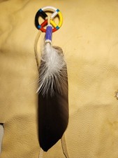 Native American Choctaw Beaded Feather. Purple Heart  Ribbon.
