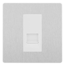 Image of BG Evolve Brushed Steel Single RJ11 Telephone Socket PCDBSRJ111 - White Insert