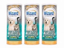 Lot of 3 Wizard Pet Fresh Carpet Odor Eliminator 21 oz. each W/ Baking Soda