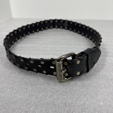 HARLEY DAVIDSON Sz 32 USA Black Genuine Leather Engraved Buckle Belt 97910-01VM