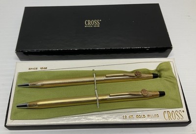 Vintage CROSS Gulf Oil 12KT Gold Filled Pen & Pencil Set w/ Box Papers USA