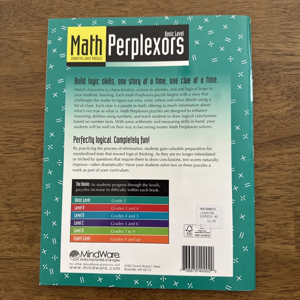 Math Perplexors Basic Level - Builds Logic Skills - 50 Problems Ages 6 & Up NEW - Image 2 of 4