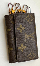 Louis Vuitton Monogram Logo Leather Key Case Holder Brown