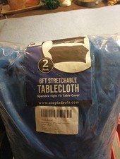 6ft 2pack Stretchable Table Cloths Spandex Fit Blue By Utopia 
