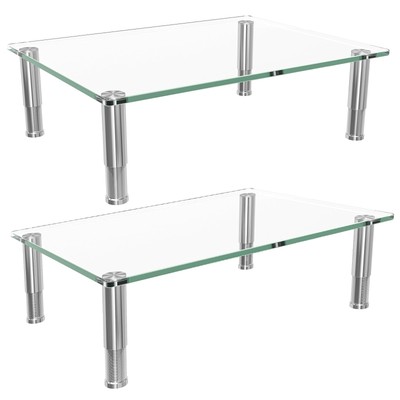2 Pack Computer Monitor Riser with Height Adjustable, Tempered Glass, Multi M...