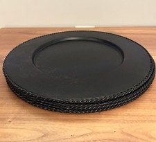 (4) Tracy Porter Octavia Hill Collection Black Metal Palte Chargers RARE!