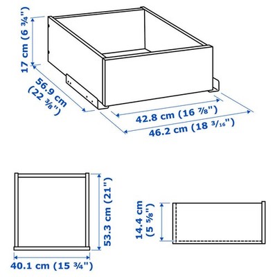 IKEA KOMPLEMENT Schublade 42,8x56,9x16 cm weiß gebeizt Eiche Nachbildung
