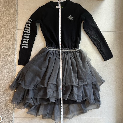 Nununu Girl Star Bright Tulle Mid Dress 12-14 Black Grey Whimsigoth Fairy Grunge - Picture 13 of 14