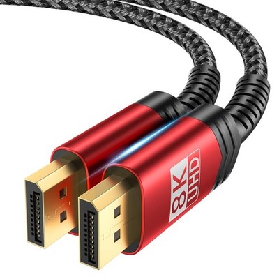 8K Displayport Cable 1.4, DP to DP Cable 6.6Ft(8K@60Hz, 2K@240Hz, 4K@144Hz, 32.4