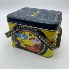 VTG Pac-Man Ghosts Black Yellow Metal Tin Container Handles Bally Midway 1980