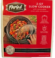 Parini 2 QT Slow Cooker Removal w/Removal Oven-Safe Stoneware   NEW IN THE BOX