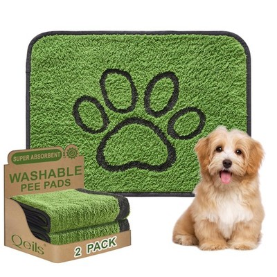 Qeils Reusable Dog Pee Pads, 2 Pack Super Absorbent & Leakproof Washable Puppy P