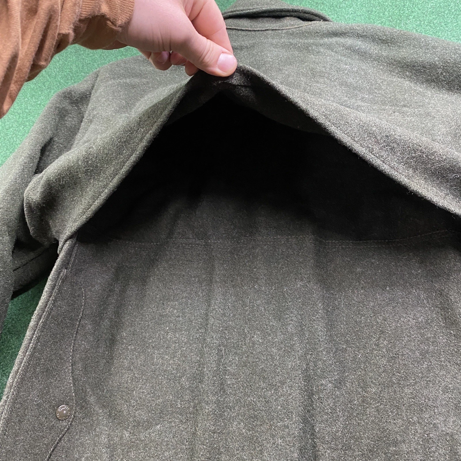 Vintage Filson Mackinaw Coat Mens L Green Double Breasted Wool Cruiser USA MADE - product detail image 8