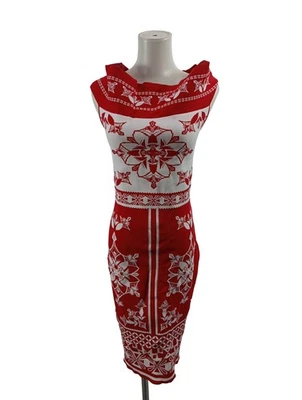 TED BAKER Robe crayon Dames Robe T EU 40 rouge-blanc style décontracté - Photo 1/4