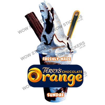 Eiswagen Aufkleber Terry's Orange Flake Eisbecher Anhänger Whippy Shop Cafe Decal