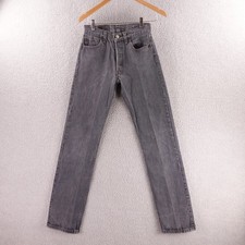 Vintage Levis 501 XX Mens Faded Black Straight Leg Button Fly Denim Jeans 28x31
