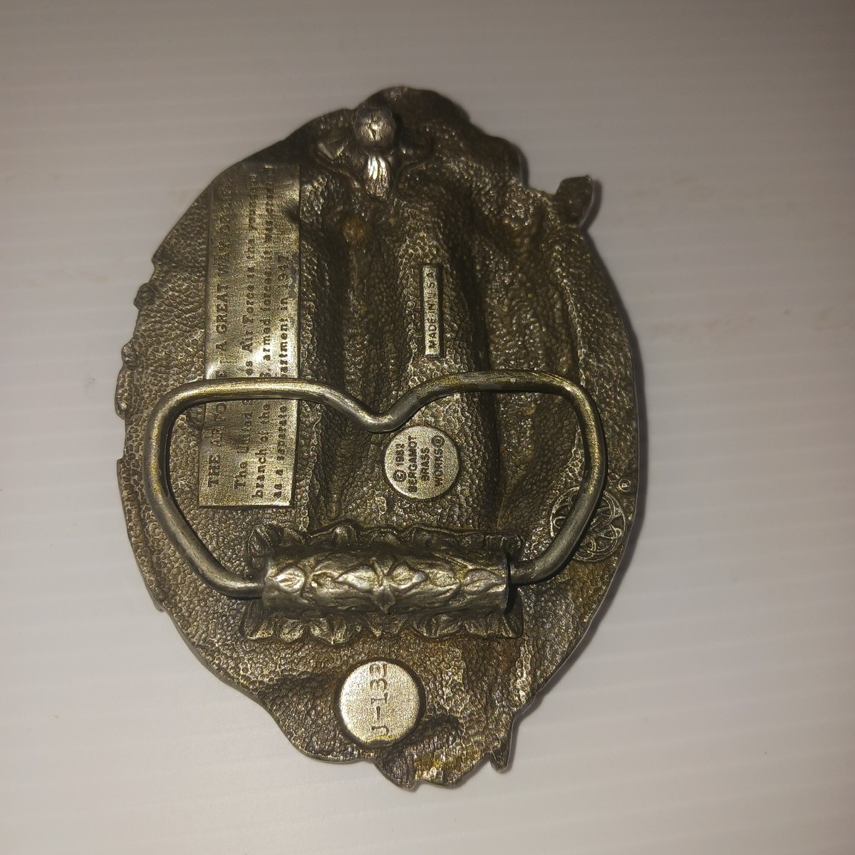 U.S. Air Force Two Jet Fighters American Flags Vtg 1982 Bergamot Belt Buckle sk9 View 3
