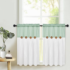 Boho Kitchen Curtains 36 Inch Length, Farmhouse Cotton Linen Tier Curtains, Rust