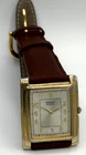 Vintage Seiko 7N29-5029 Tank Quartz Watch Gold Tone Cream Dial 29mm Date